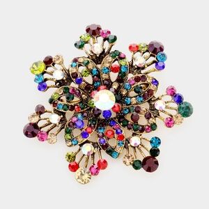 Colorful Brooch Flower Crystal Pin Bubble Stone Rhinestones Bling Accessory
